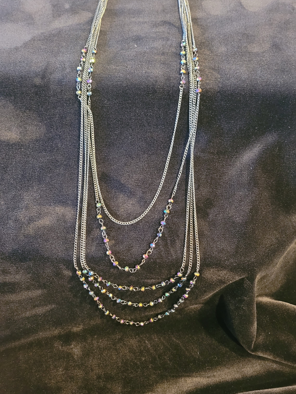 Multi-Strand Iridescent Bead Layered Necklace - Women Jewelry
